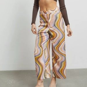 Multicolor Wide Leg Cropped Pants